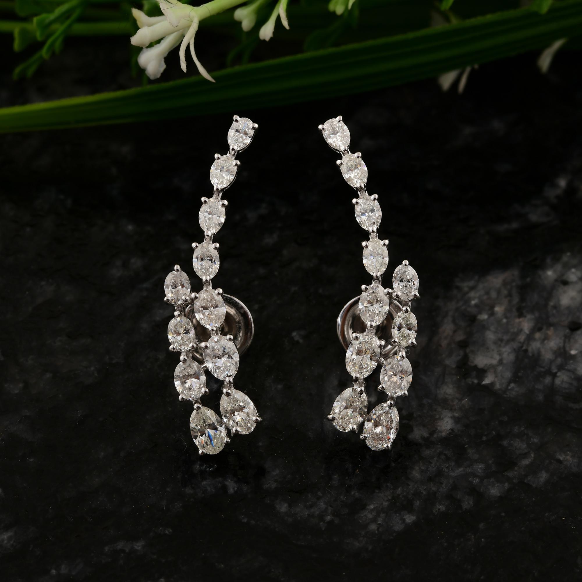 De las mujeres Pendientes de oro blanco de 18k con diamantes naturales SI/H de 2,65 quilates Joyas en venta