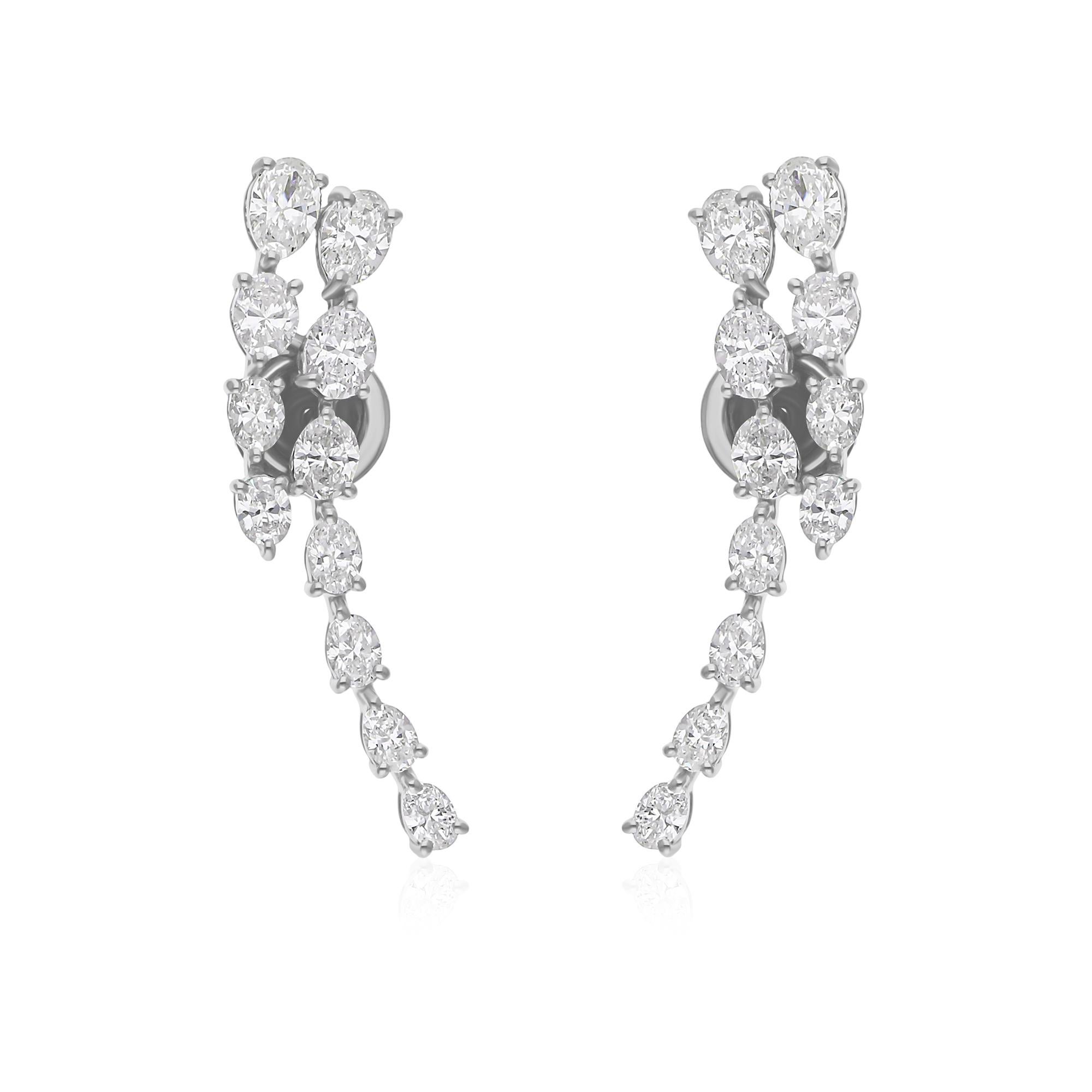 Orecchini con diamanti naturali da 2,65 carati SI/H Orecchini in oro bianco 18k Gioielli