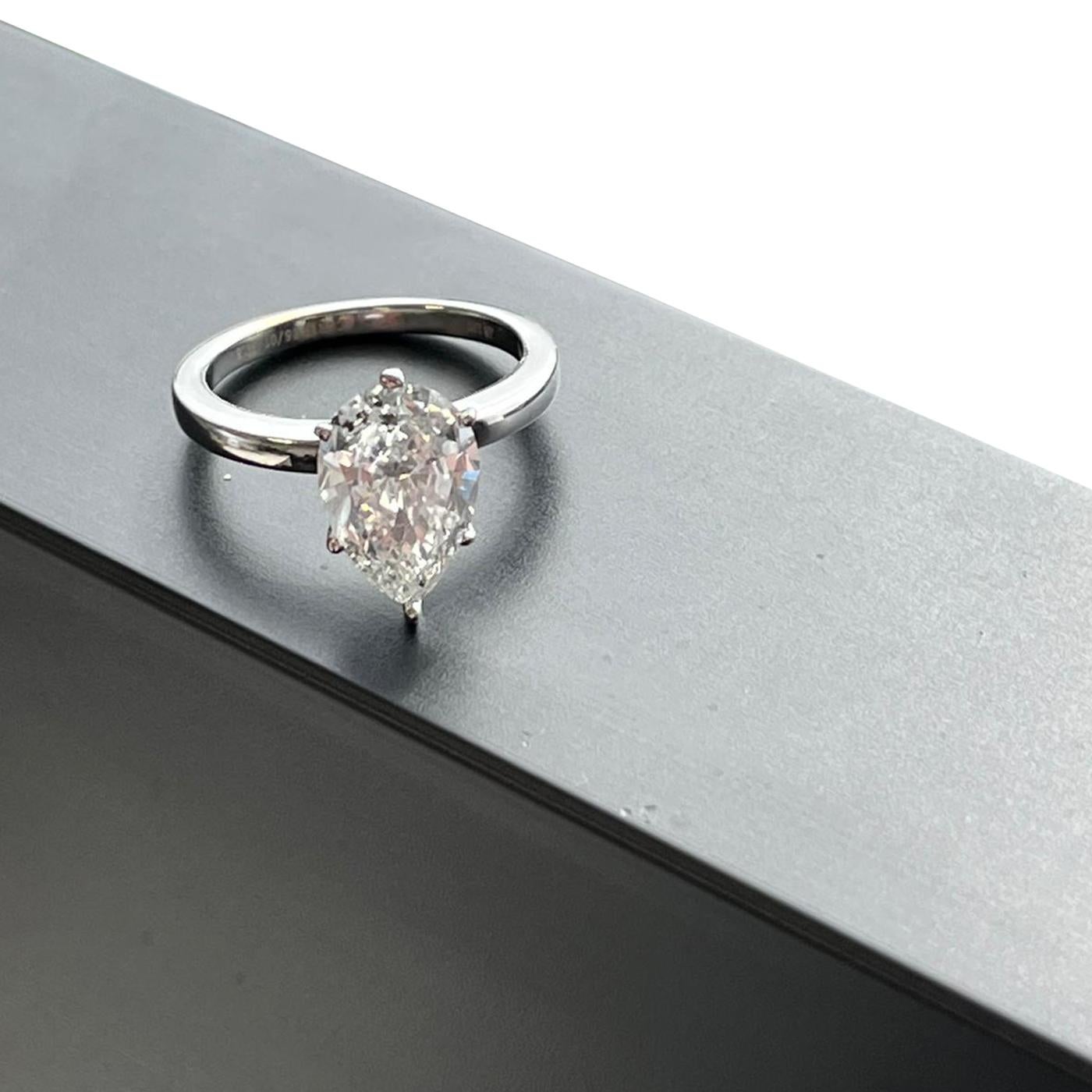 2,65 Karat natürlicher birnenförmiger Diamantring 14K Weißgold SI3 Reinheit G Farbe 5