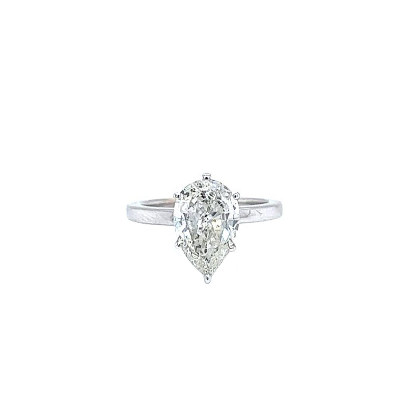 2,65 Karat natürlicher birnenförmiger Diamantring 14K Weißgold SI3 Reinheit G Farbe im Zustand „Gut“ in Aventura, FL