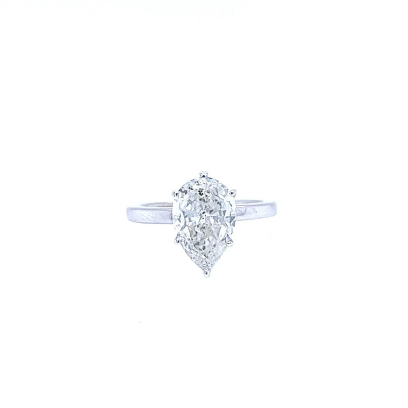 2,65 Karat natürlicher birnenförmiger Diamantring 14K Weißgold SI3 Reinheit G Farbe Damen