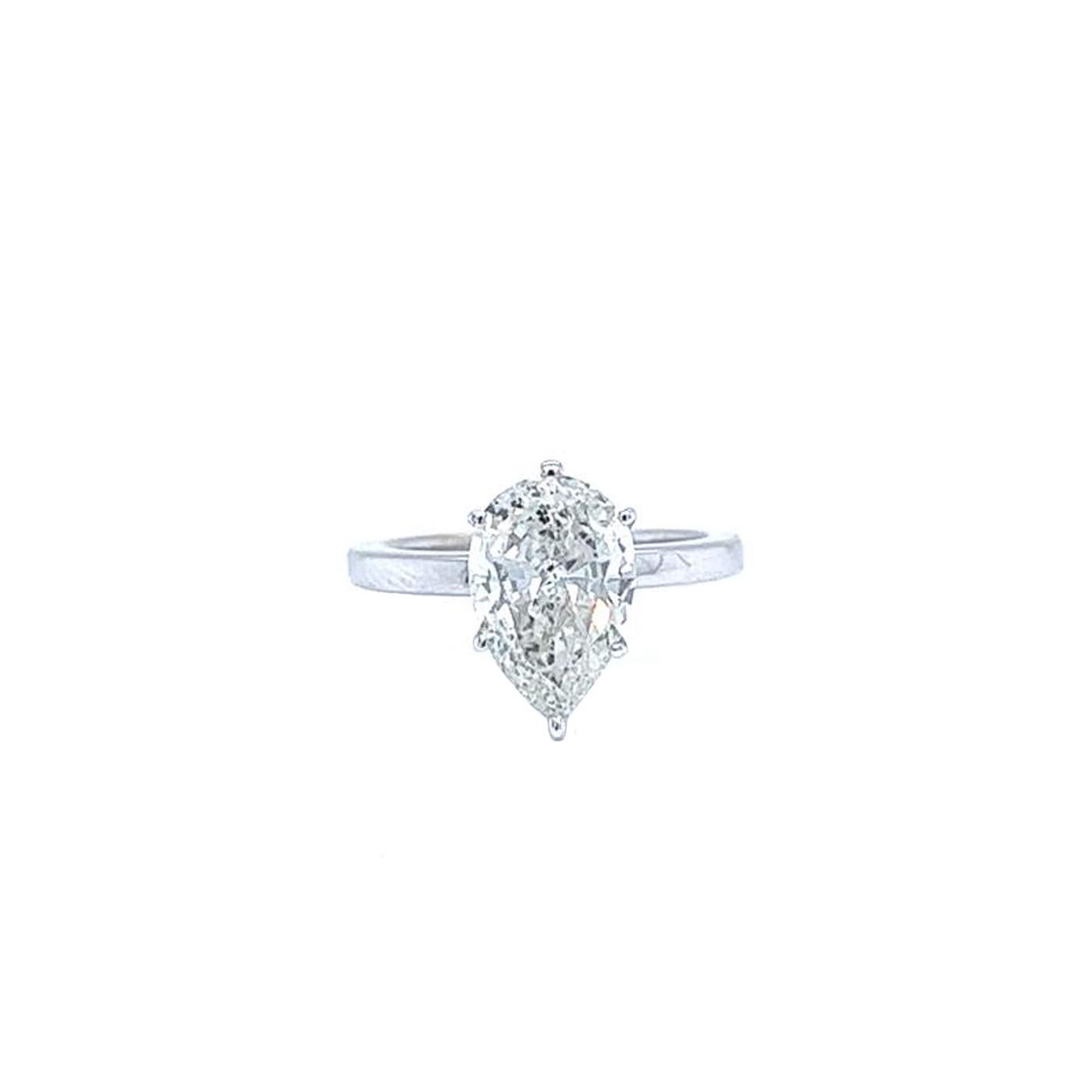 2,65 Karat natürlicher birnenförmiger Diamantring 14K Weißgold SI3 Reinheit G Farbe 1