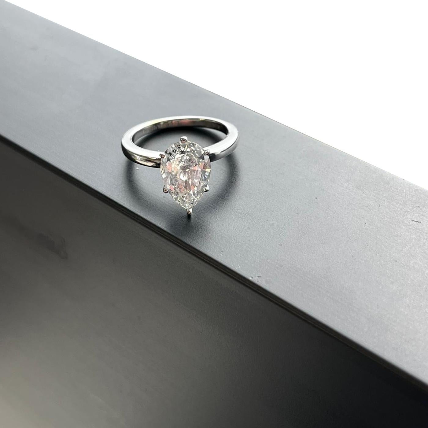 2,65 Karat natürlicher birnenförmiger Diamantring 14K Weißgold SI3 Reinheit G Farbe 2