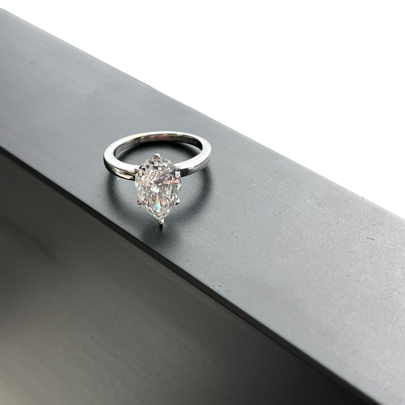 2,65 Karat natürlicher birnenförmiger Diamantring 14K Weißgold SI3 Reinheit G Farbe 3