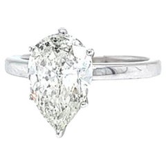 2,65 Karat natürlicher birnenförmiger Diamantring 14K Weißgold SI3 Reinheit G Farbe