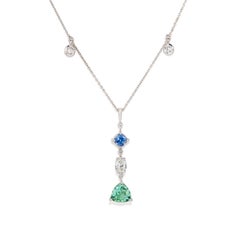 2.65 Carats of Tourmaline, Sapphire, and Diamond Necklace in 18 Karat White Gold