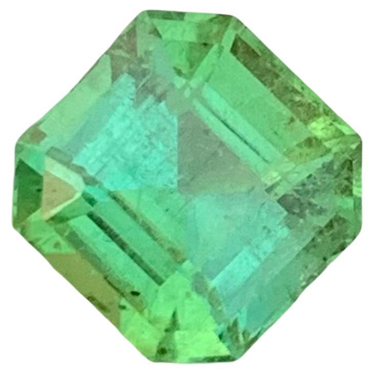 2.65 Carats SI Clarity Faceted Mint Green Tourmaline Asscher Cut Ring Gemstone  For Sale