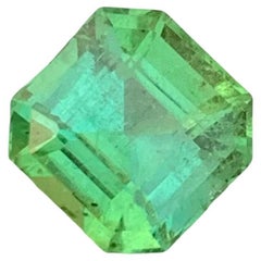 2.65 Carats SI Clarity Faceted Mint Green Tourmaline Asscher Cut Ring Gemstone 