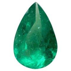2.65 Ct 12.5x8 Pear-Cut Medium Green Colombian Emerald - Genuine May Birthstone
