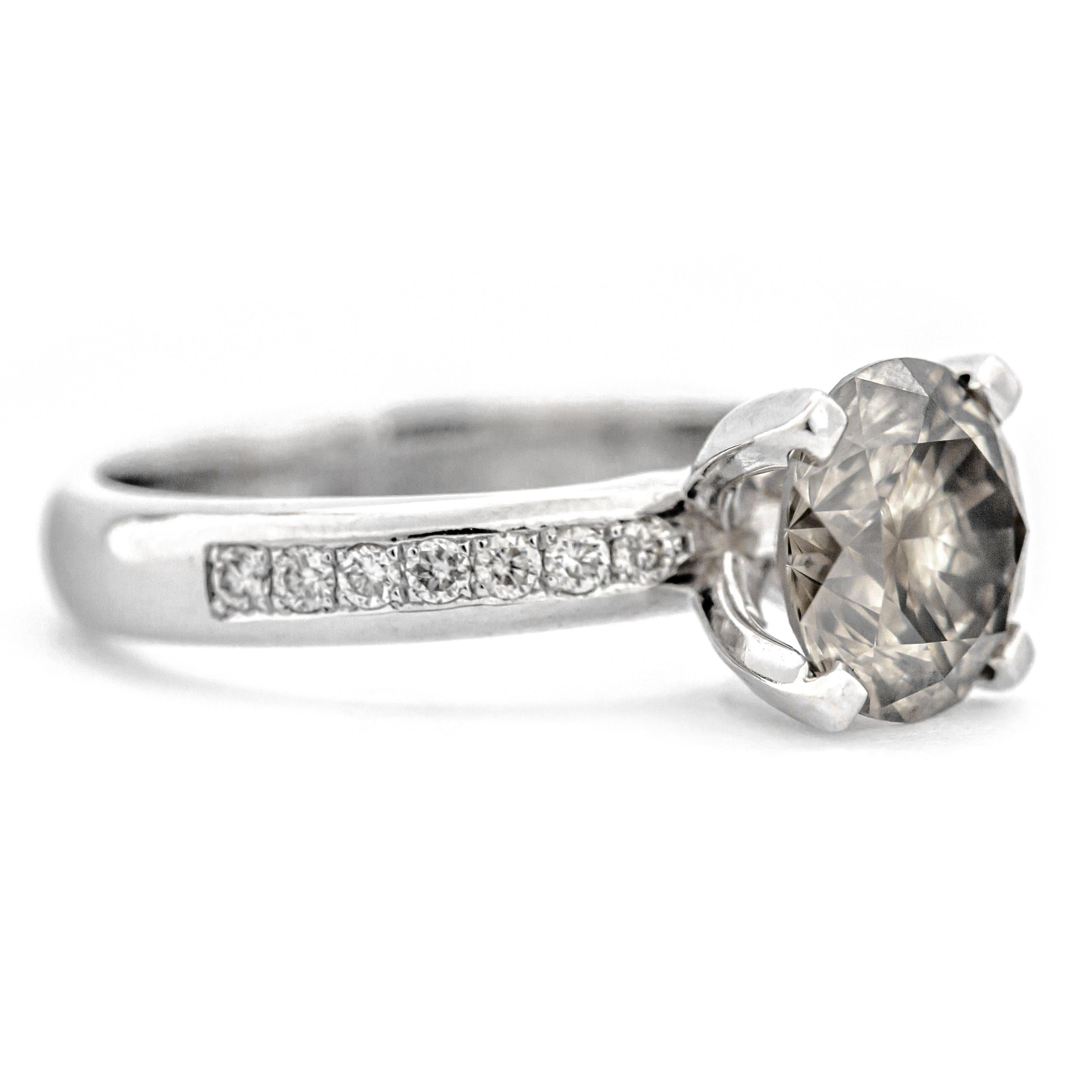 Modern 2.65 Ct Natural Fancy Dark Gray Yellow Diamond Ring