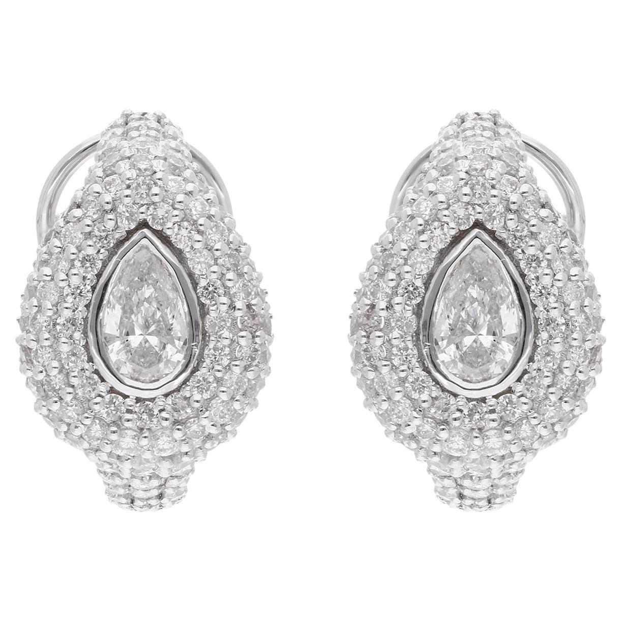 2.65ct SI Clarity HI Color Pear Round Diamond Stud Earrings 18 Karat White Gold en vente