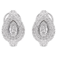 Orecchini con diamante tondo a pera da 2,65 carati, purezza SI, colore HI, oro bianco 18 carati