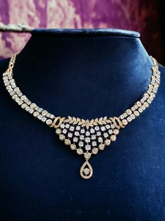 2.65 Cts F/VS1 Round Brilliant Diamonds Wedding Necklace Hallmark 14K Rose Gold