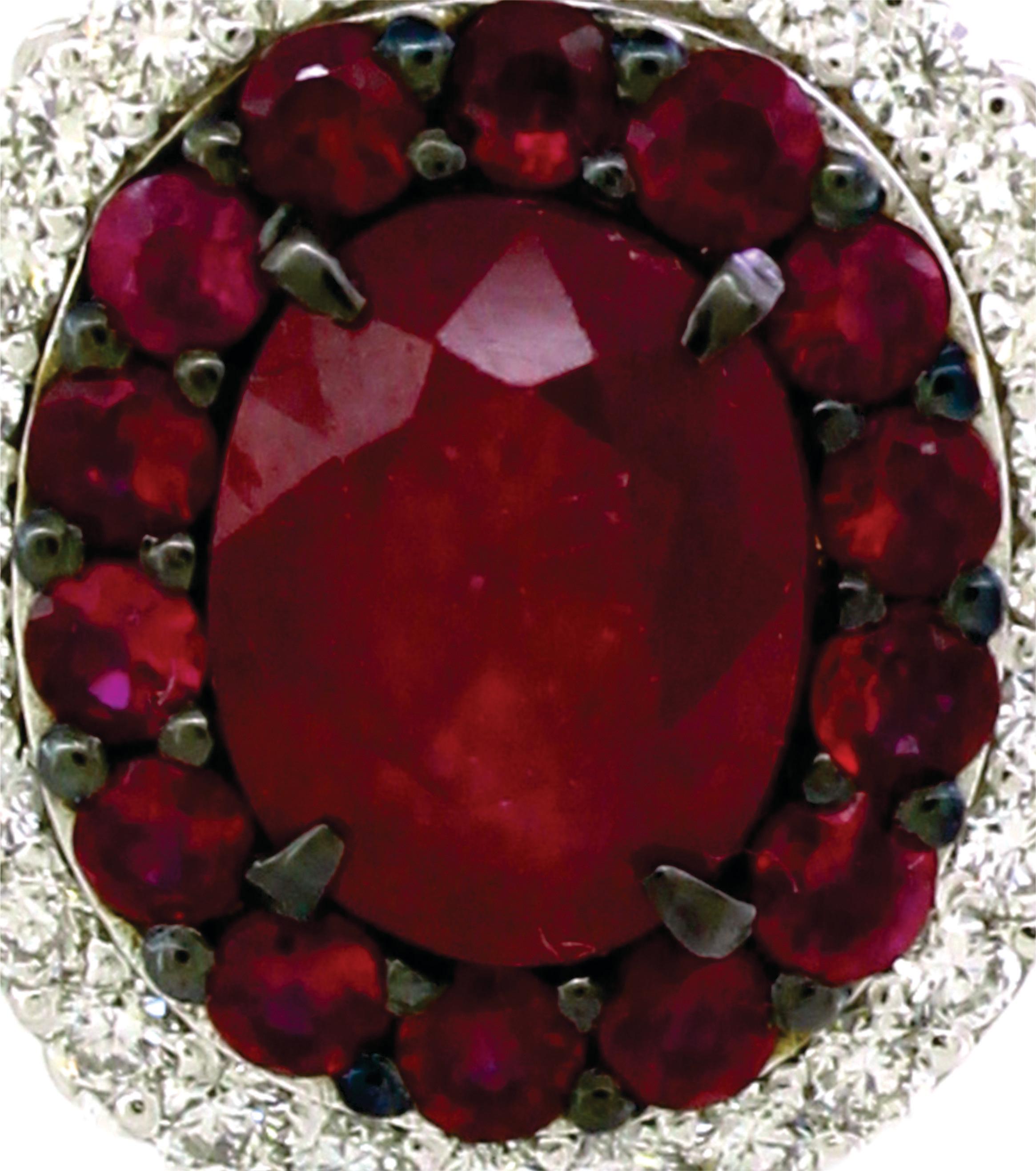 Oval Cut 2.65 cts of Ruby and 1.17 cts of Diamond Ring For Sale