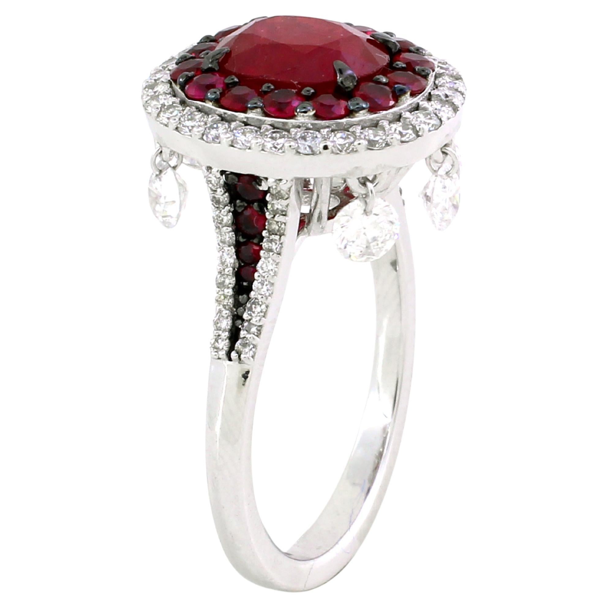 2.65 cts of Ruby and 1.17 cts of Diamond Ring For Sale