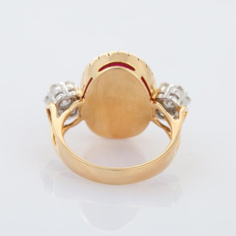 For Sale:  2.65 CTW Deep Red Ruby Diamond Engagement Ring in 18k Yellow Gold 14