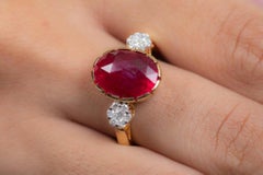 2.65 CTW Deep Red Ruby Diamond Engagement Ring in 18k Yellow Gold