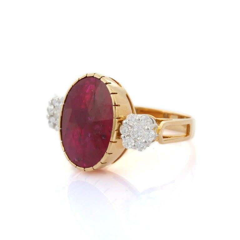 For Sale:  2.65 CTW Deep Red Ruby Diamond Engagement Ring in 18k Yellow Gold 5