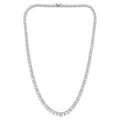 26.55Ct Emerald Cut Diamond Necklace For Women 18K White Gold