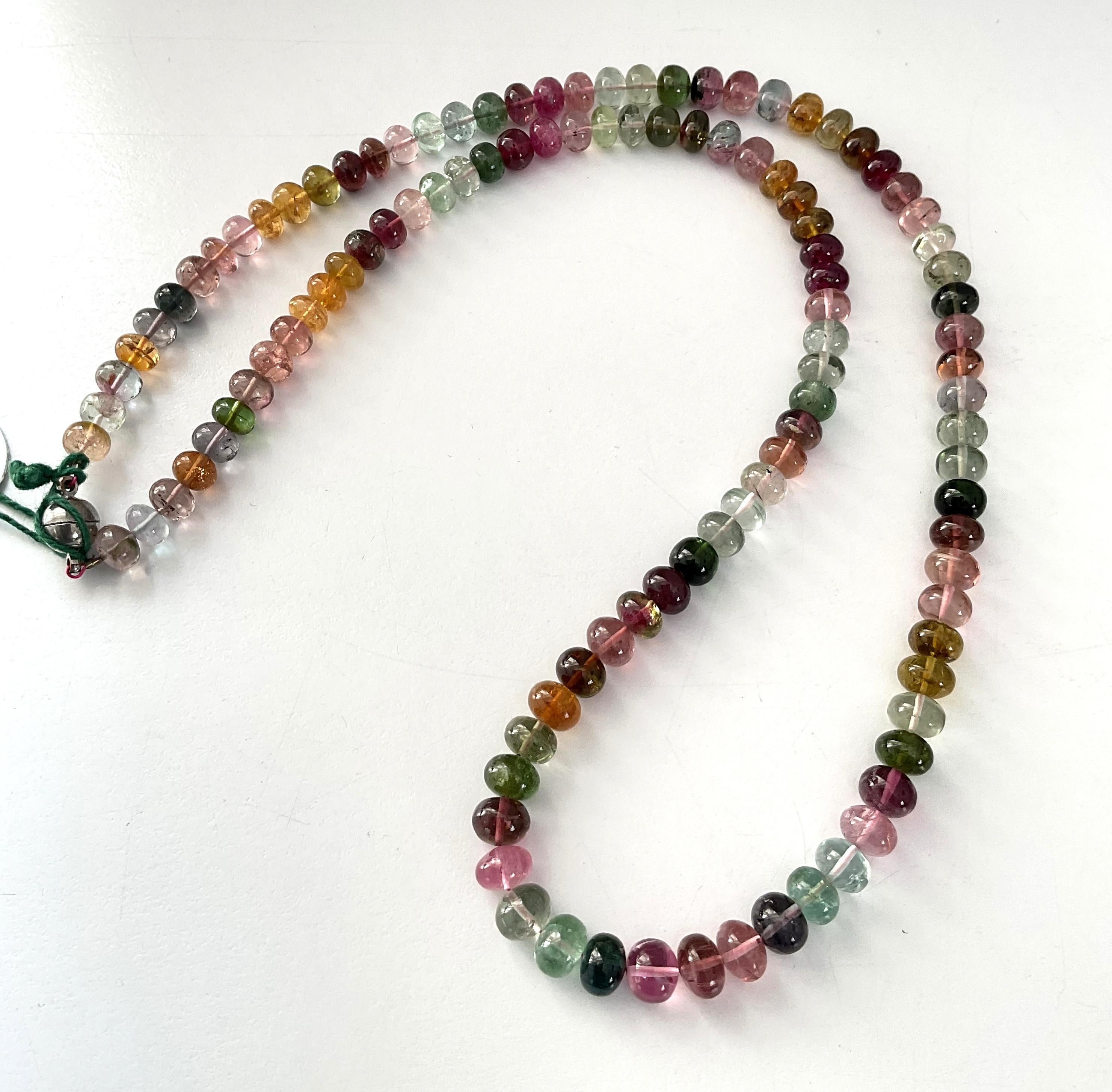 265.70 Carats Multi Tourmaline Beaded Necklace For Fine Jewelry Natural Gemstone In New Condition For Sale In Jaipur, RJ