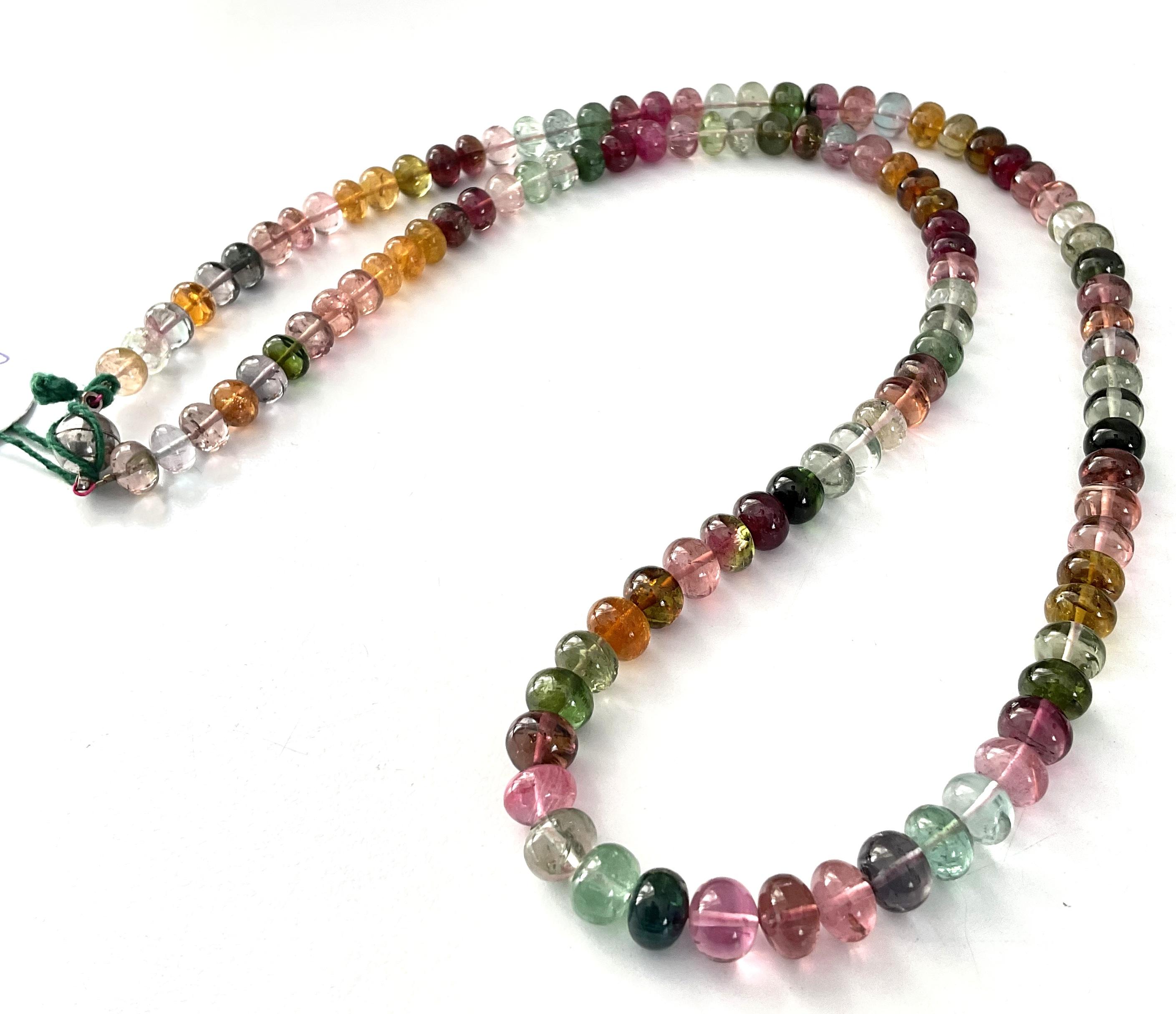 265.70 Carats Multi Tourmaline Beaded Necklace For Fine Jewelry Natural Gemstone For Sale 1