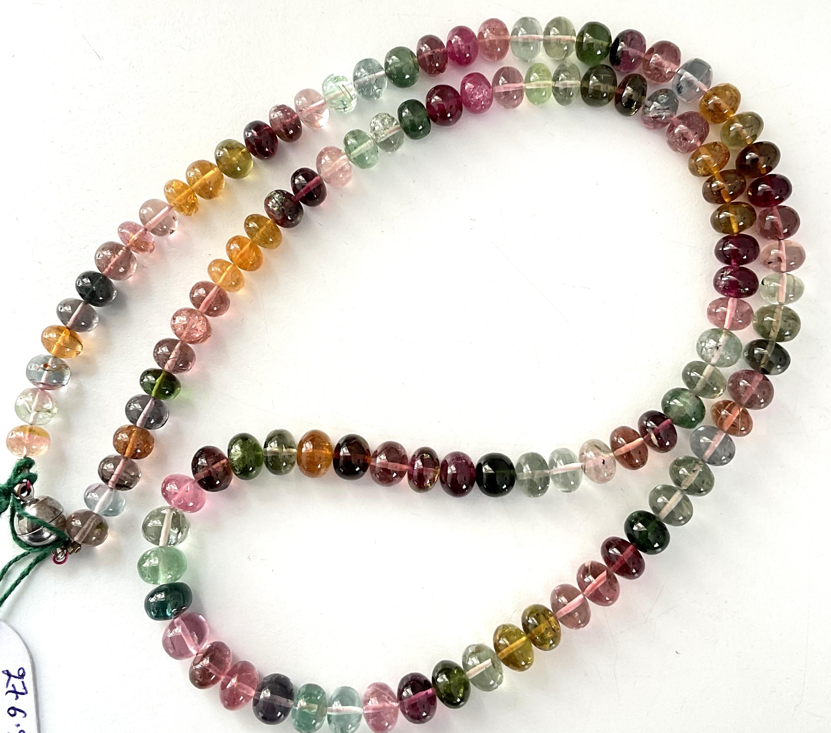 265.70 Carats Multi Tourmaline Beaded Necklace For Fine Jewelry Natural Gemstone For Sale 2