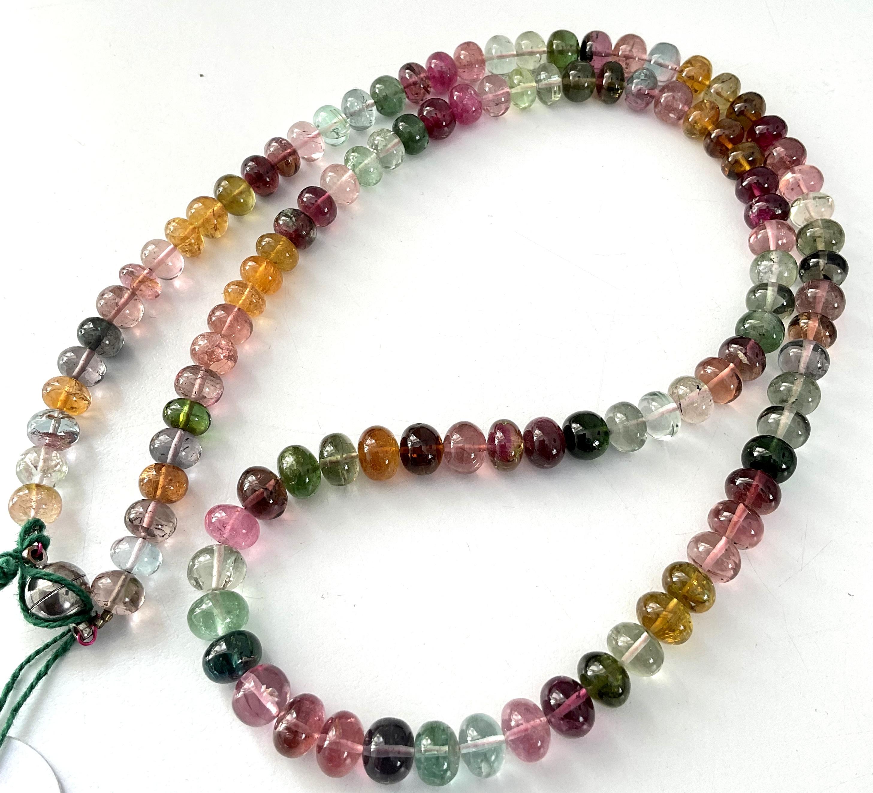 265.70 Carats Multi Tourmaline Beaded Necklace For Fine Jewelry Natural Gemstone For Sale 3