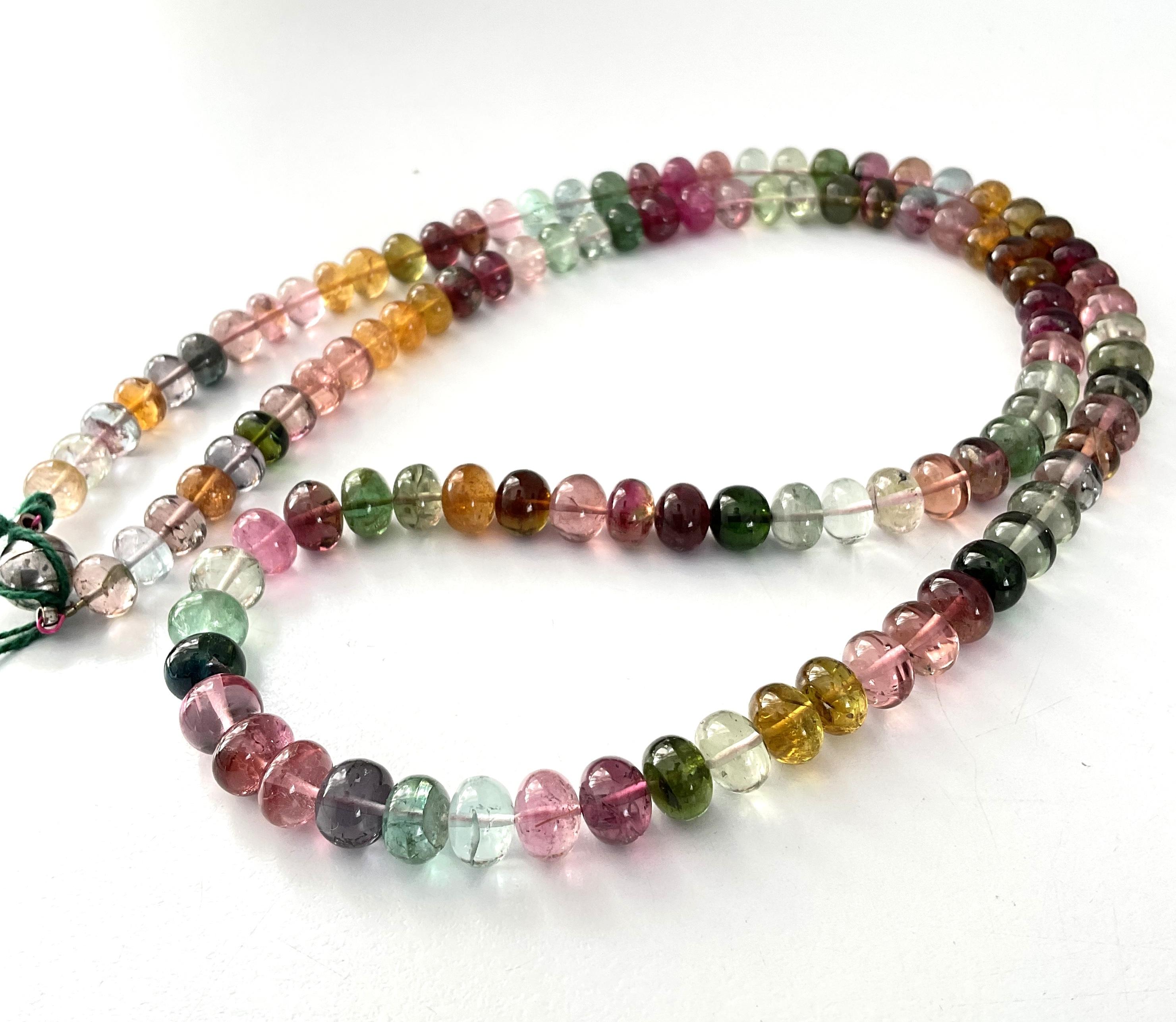 265.70 Carats Multi Tourmaline Beaded Necklace For Fine Jewelry Natural Gemstone For Sale 4