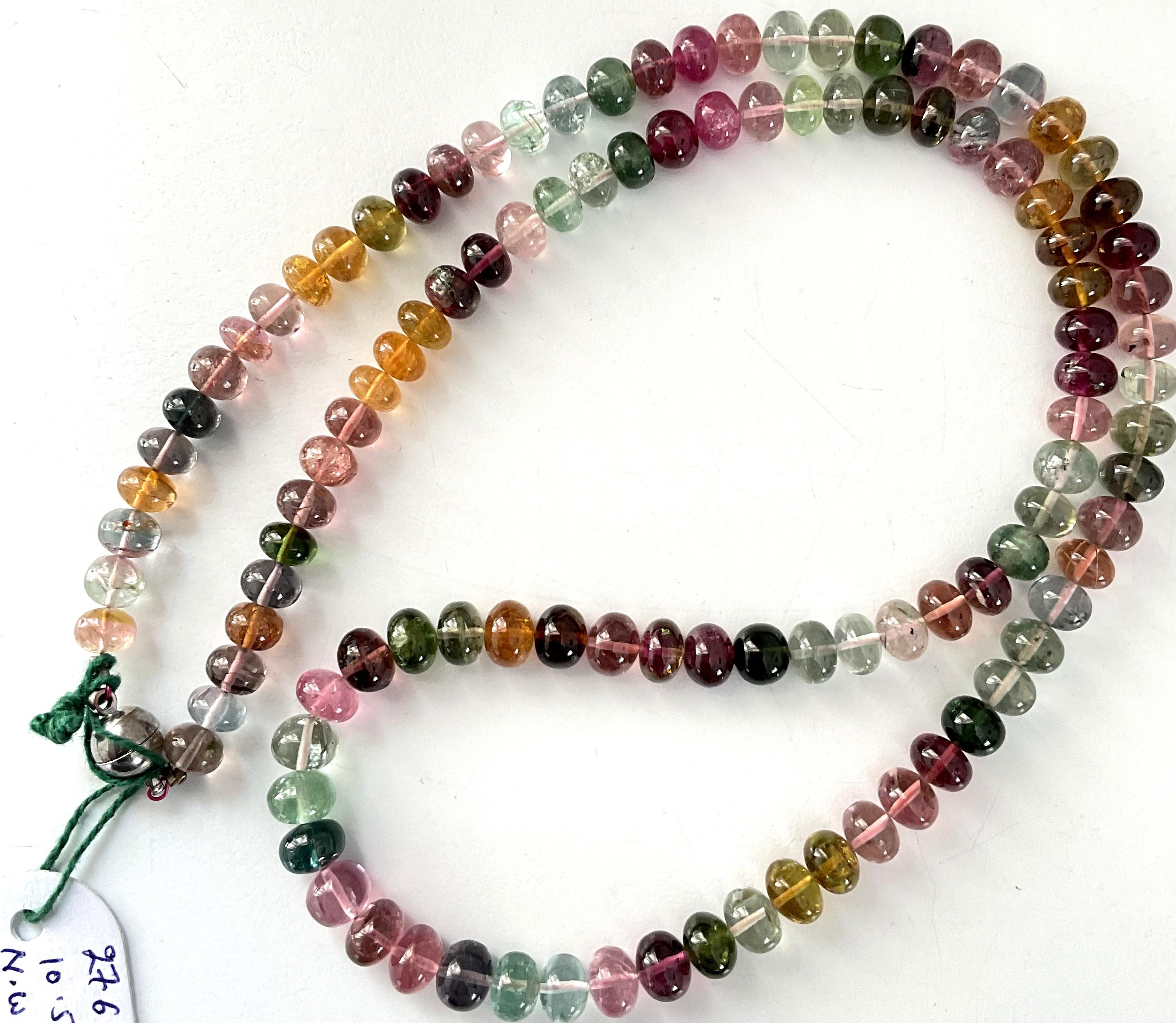 265.70 Carats Multi Tourmaline Beaded Necklace For Fine Jewelry Natural Gemstone For Sale 5