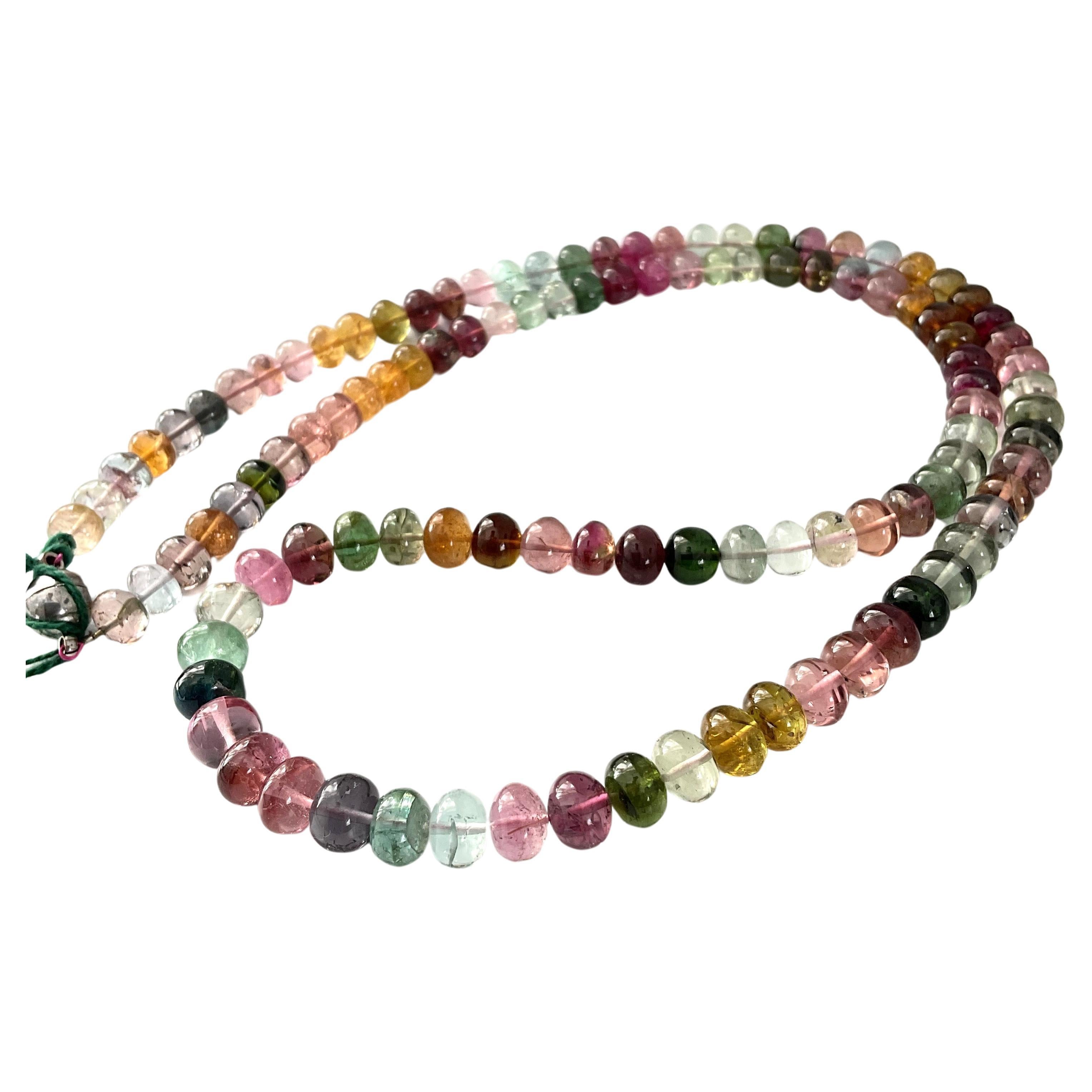 265.70 Carats Multi Tourmaline Beaded Necklace For Fine Jewelry Natural Gemstone