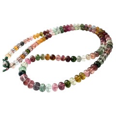 265.70 Carats Multi Tourmaline Beaded Necklace For Fine Jewelry Natural Gemstone