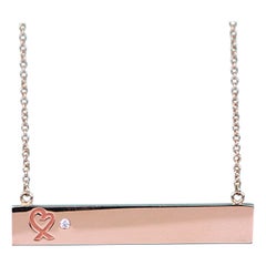 26581 Tiffany & Co Picasso 18K Rose Gold Loving Heart Bar Diamond 18" Necklace