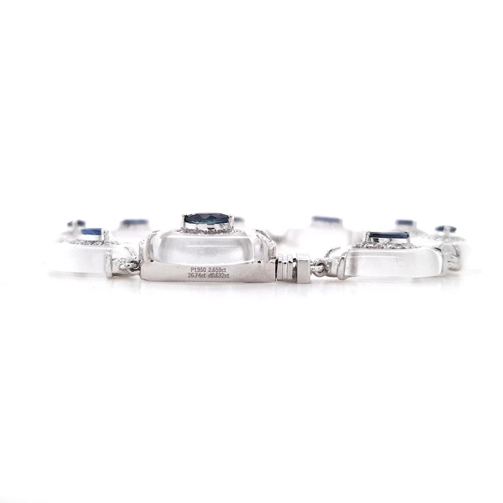 Fei Liu 2,659ct Saphir, Diamant und Bergkristall Platin-Armband - 7 Zoll (Zeitgenössisch)