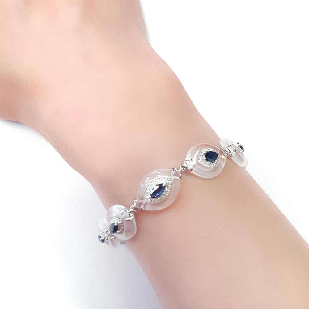 Fei Liu 2,659ct Saphir, Diamant und Bergkristall Platin-Armband - 7 Zoll im Zustand „Neu��“ in Birmingham, GB