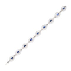 Fei Liu 2,659ct Saphir, Diamant und Bergkristall Platin-Armband - 7 Zoll