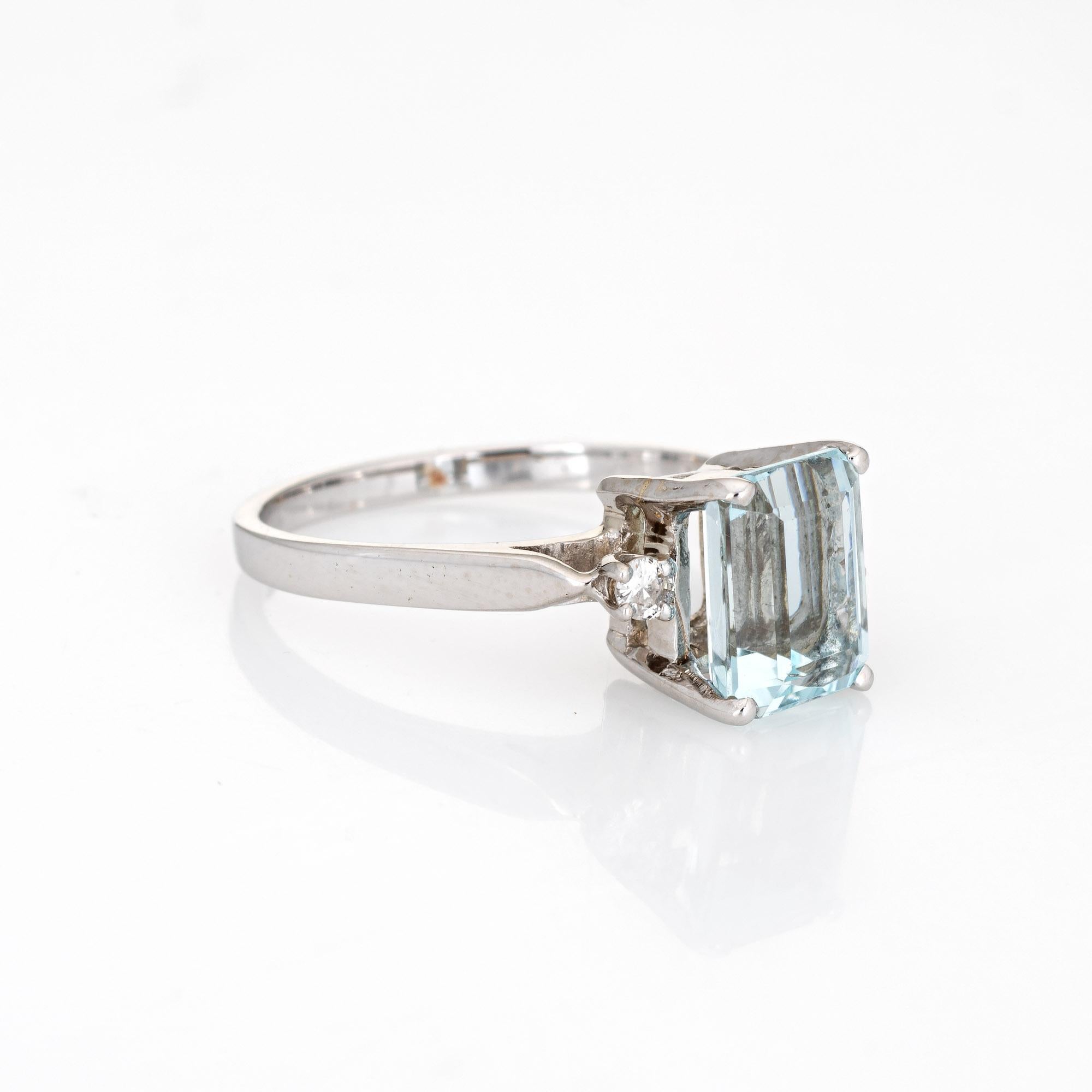 Modern 2.65 Carat Aquamarine Diamond Ring Vintage 14 Karat White Gold Gemstone