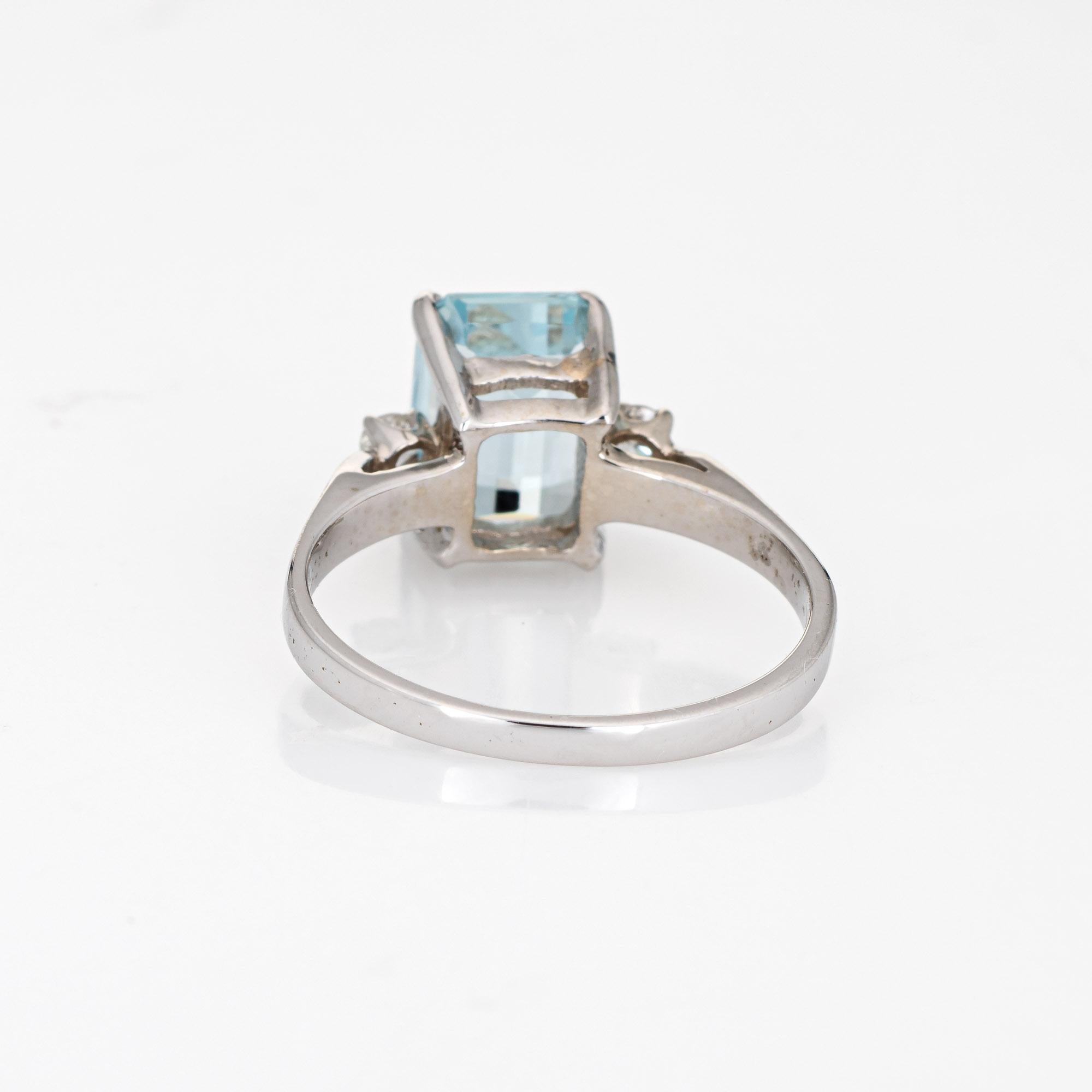 2.65 Carat Aquamarine Diamond Ring Vintage 14 Karat White Gold Gemstone In Good Condition In Torrance, CA