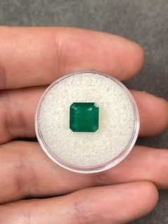 2.65ct Dark Green Asscher Cut Brazilian Emerald 8x8 Genuine May Birthstone