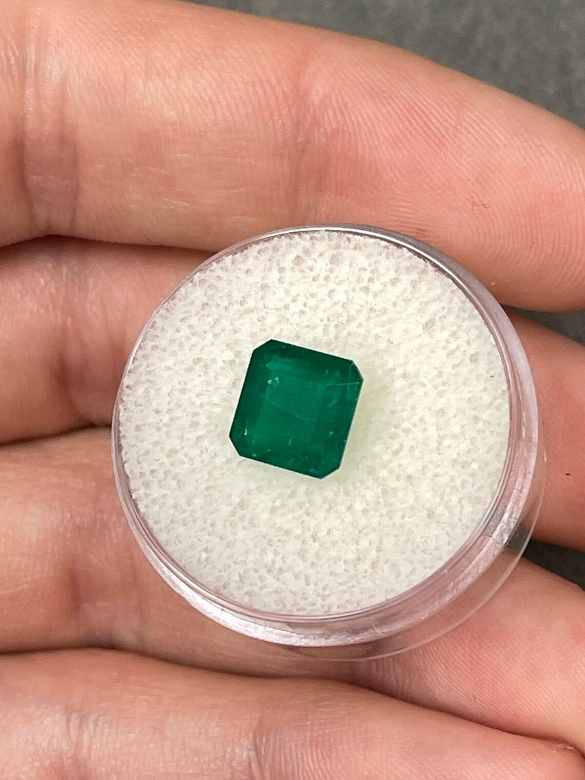 Women's or Men's 2.65ct Dark Green Asscher Cut Brazilian Emerald 8x8 Genuine May Birthstone For Sale