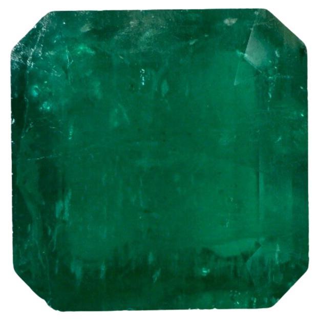 2.65ct Dark Green Asscher Cut Brazilian Emerald 8x8 Genuine May Birthstone