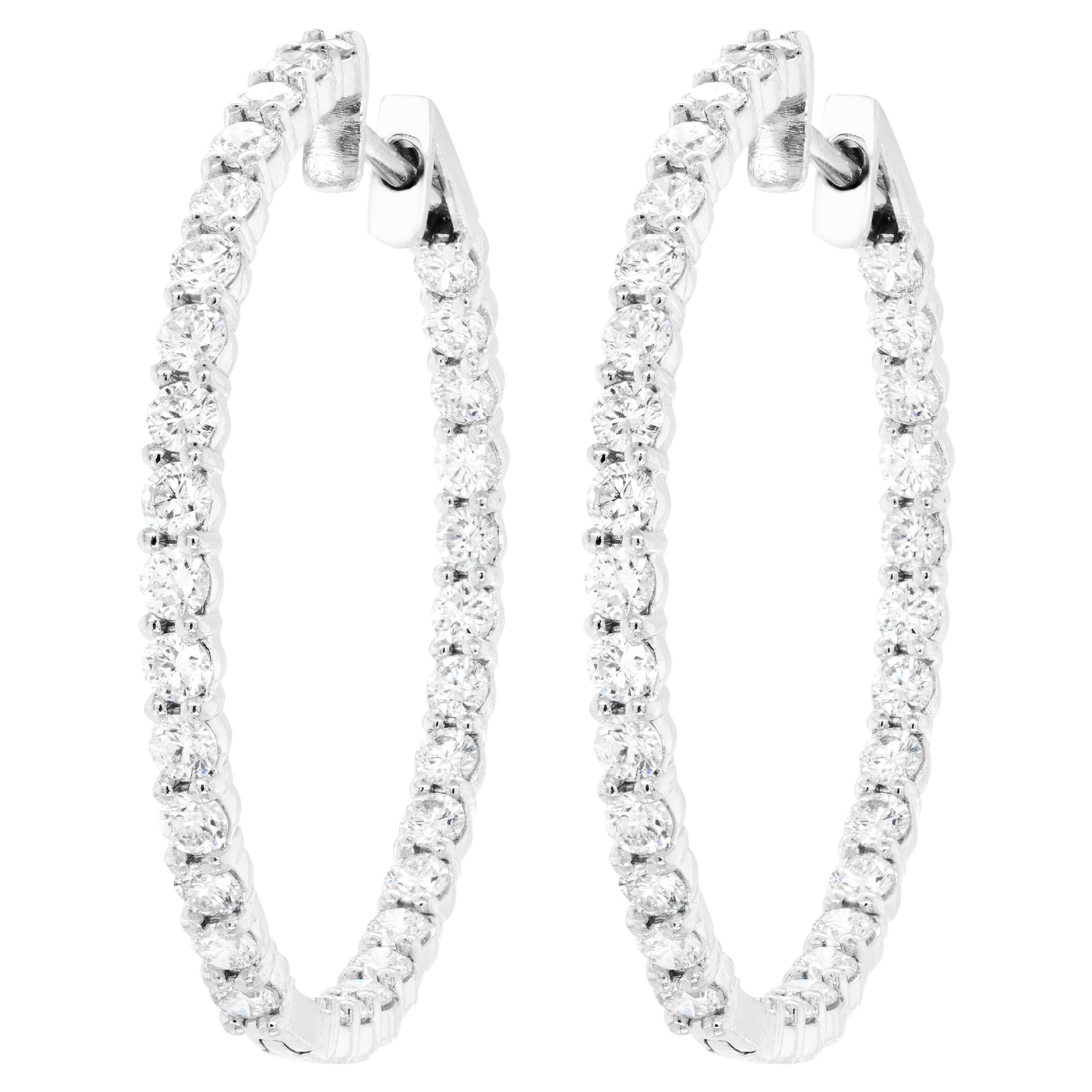 2.65ct Diamond 18 Carat White Gold Hoop Earrings For Sale