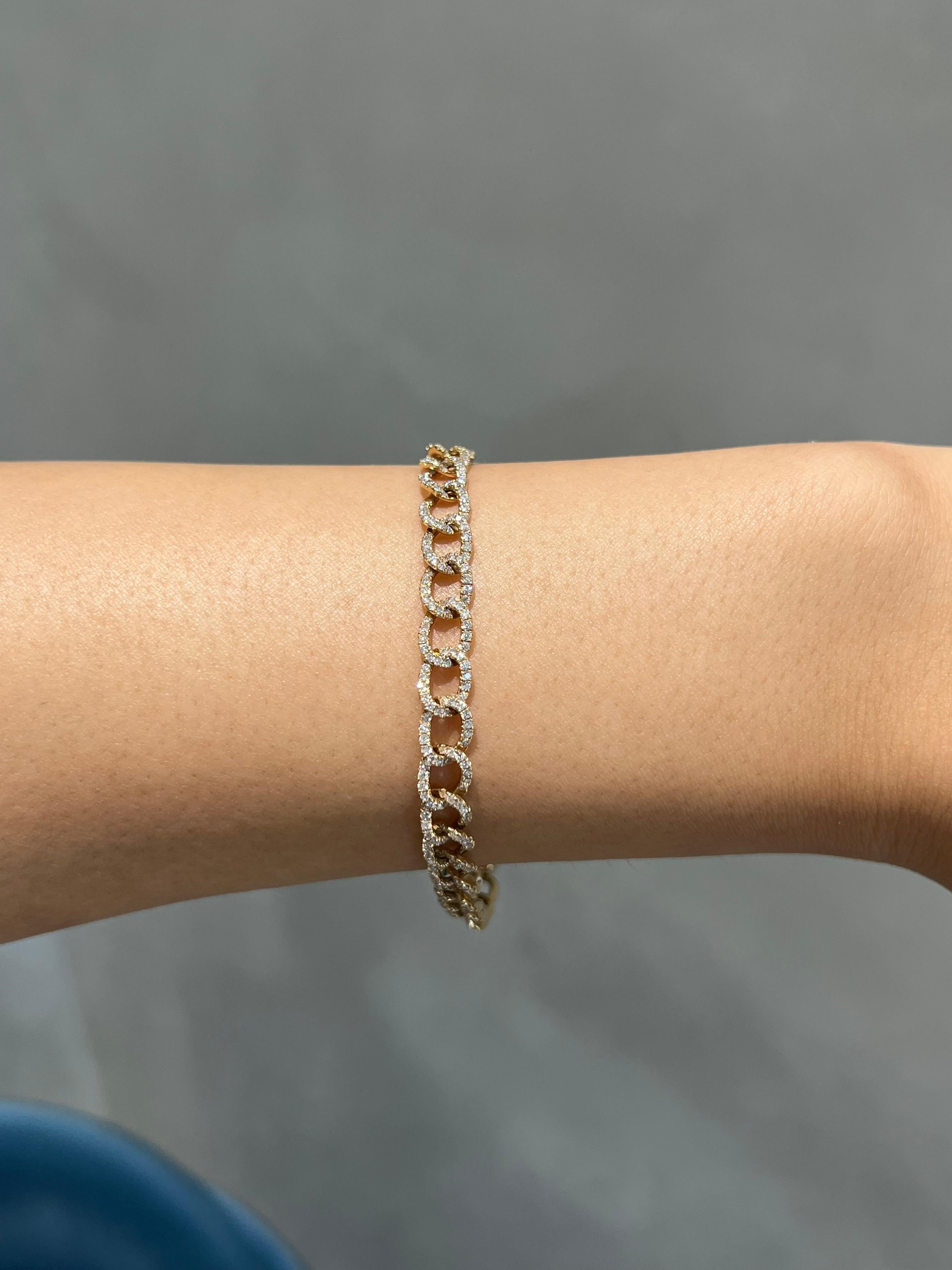 Bracelet en or jaune 14 carats serti de 2,65 carats de diamants Neuf - En vente à New York, NY