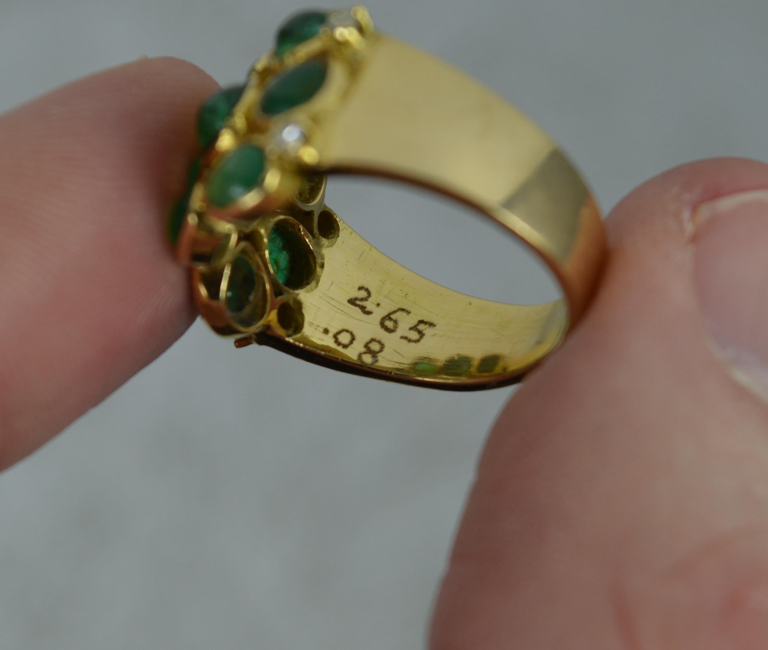 2.65ct Emerald Cabochon and 18ct Gold Cluster Band Ring 2