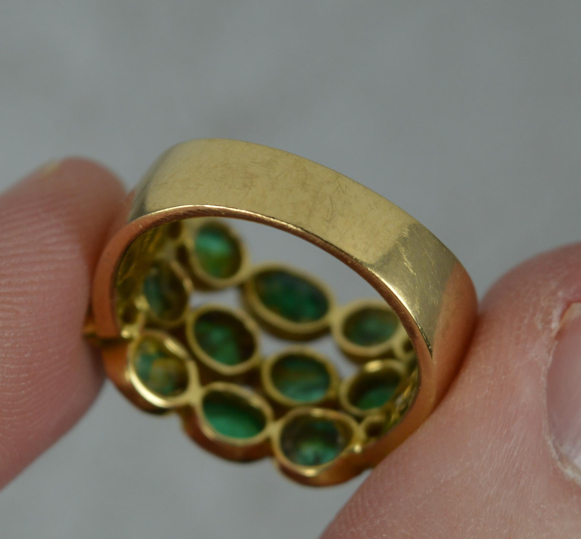 2.65ct Emerald Cabochon and 18ct Gold Cluster Band Ring 3