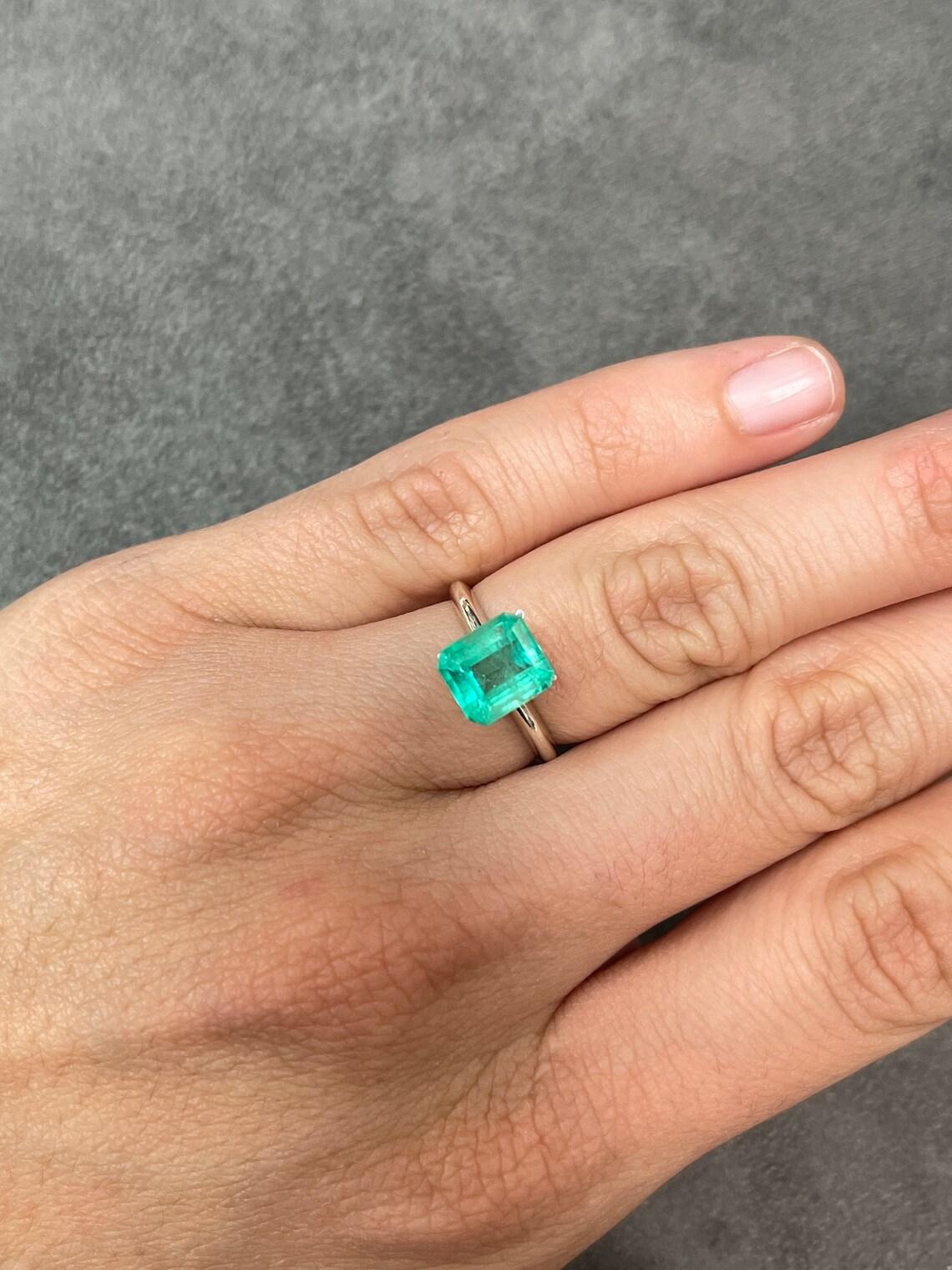 2.65ct Green Asscher Cut Muzo Colombian Emerald 8x8 Genuine May Birthstone For Sale 2