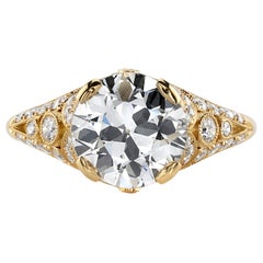 2.56 Carat M/SI1 GIA Certified Old European Cut Diamond in an 18 Karat Gold Ring
