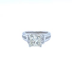 2.65ct Natural Princess Cut Diamond Engagement Ring In 4 Prong 14K White Gold