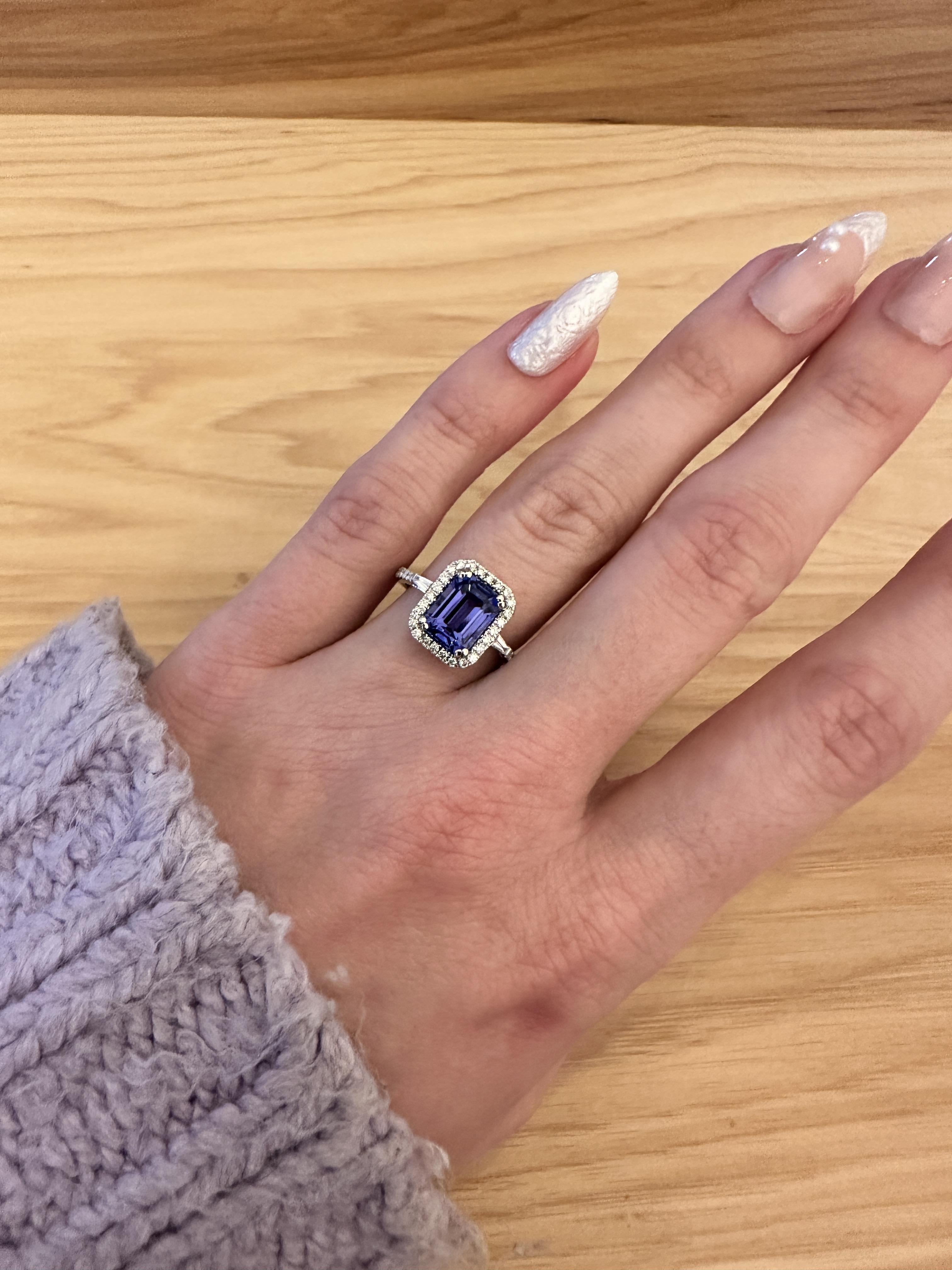 Elevate your style with this stunning 2.65ct Tanzanite Ring. Handcrafted in Solid 14k White Gold, this ring features a beautiful 9x7mm Tanzanite stone and sparkling Earth Mined Diamonds. A perfect addition to any jewelry collection.

**We offer