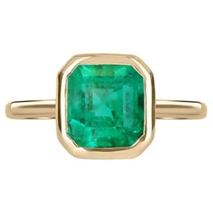 2.65cts 18K Bisel Set Esmeralda Colombiana -Emerald Cut Solitaire Ring