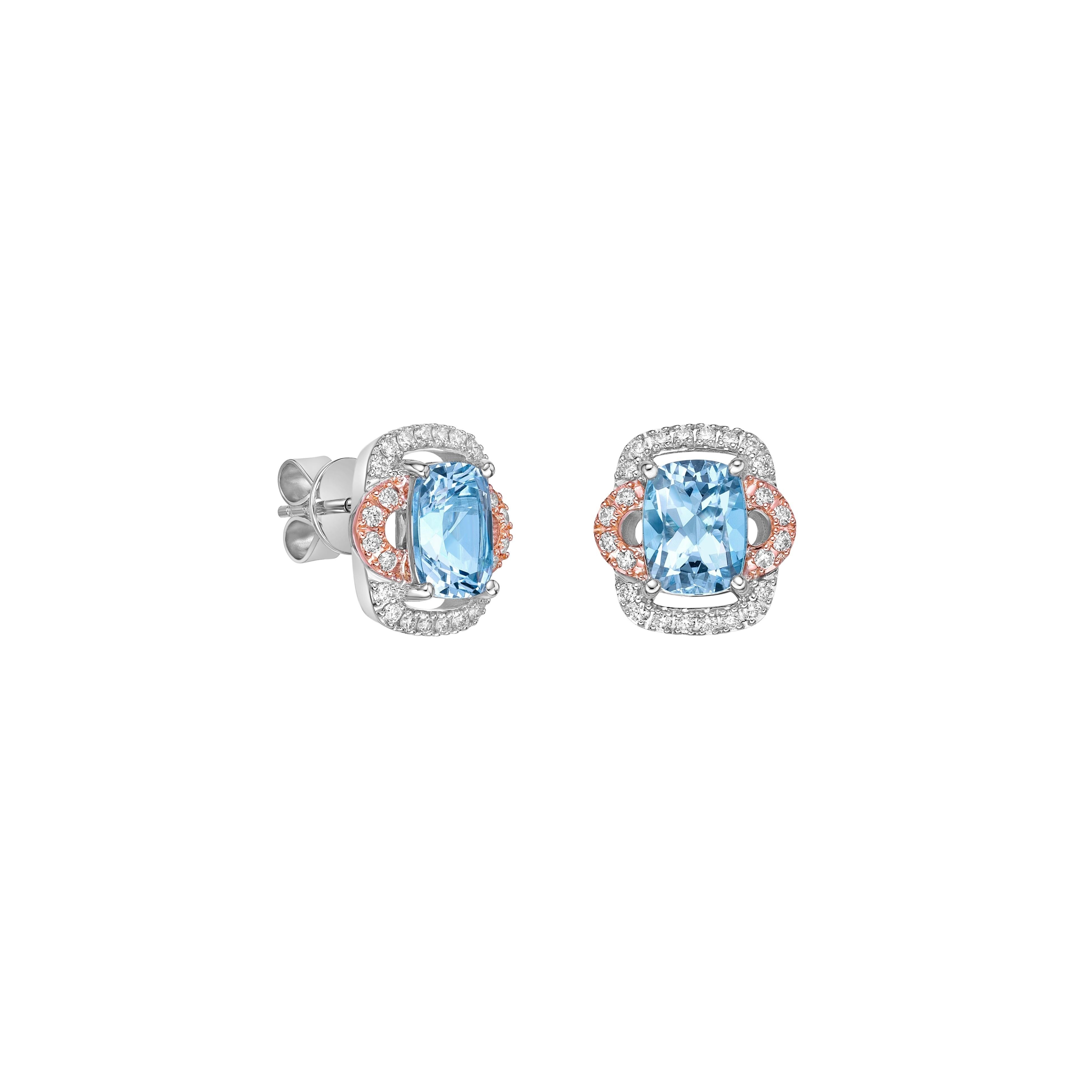 This collection features an array of Aquamarines with an icy blue hue that is as cool as it gets! Accented with Diamonds these Stud Earrings are made in White Rose Gold and present a classic yet elegant look.

Aquamarine Stud Earring in 18Karat